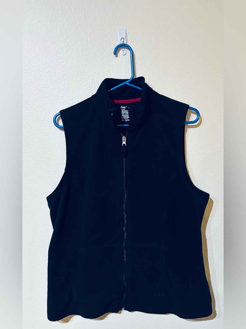 GAP Black Fleece Vest with Red Trim